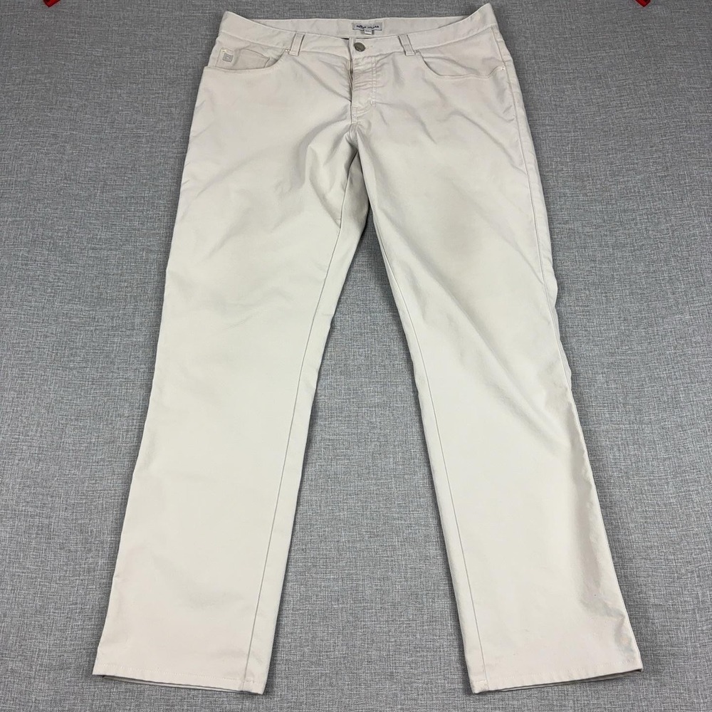 Peter Millar EB66 Pants Mens 35x30 Beige Performance Golf Stretch 5 Pocket